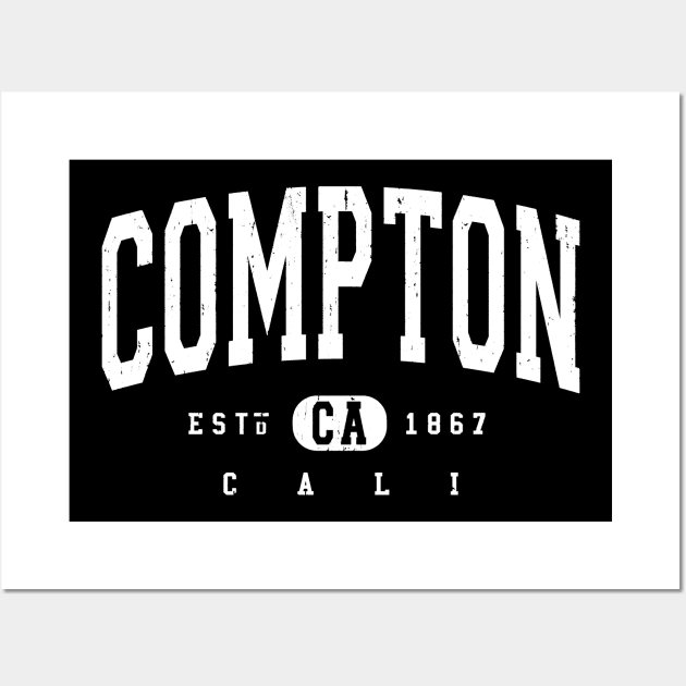 Compton Cali arched distressed vintage souvenir Wall Art by FireflyCreative